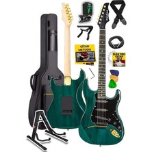 GLC-40GR Profesyonel Elektro Gitar Yeşil (Stand Gigbag Askı Capo Tuner Pena Kablo Yedek Tel)
