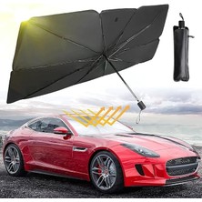Araç Içi Ön Cam Güneşlik Şemsiyesi - 5 Katmanlı Uv Blokaj Kaplamalı, Isı Yalıtımlı Ön Cam Güneşliği - Araba, Minivan, Suv ve Kamyonet Için Güneşten Koruyucu Şemsiye Büyük Boy (140 cm x 80 Cm)