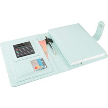 5248 Ajanda Tarihsiz Çizgili 17 x 24 cm Ajanda/defter Hesap Makineli Suni Deri Organizer, Su Yeşili