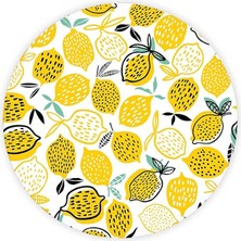 10011505223 Sarı Limonlar Cam Kesme Tahtası, Çap 32CM