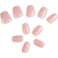 Beauty Takma Tırnak Seti & Zararsız Yapıştırıcı Küt Pembe