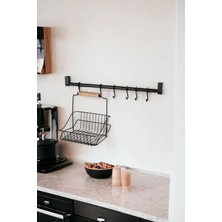 Retro Dizayn Raf ve Retro Sepet, Mutfak Raf Askısı, Organizer, Duvar Askısı