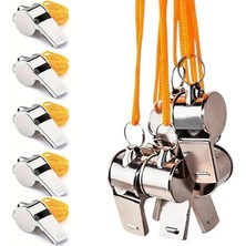 6 Adet Metal Düdük Yüksek Sesli Ipli Deprem Düdüğü Spor Müsabaka Yarış Etkinlik Kamp Acil Durum