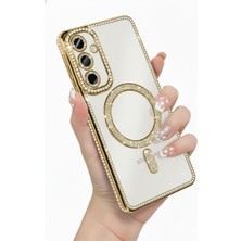 Kip GSM Samsung Galaxy A16 Uyumlu Kılıf Simli Magsafe Şarj Destekli Kamera Lens Korumalı Parıltılı Şık Kapak