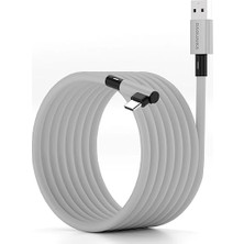 Oculus Quest ile Uyumlu Vr Link Kablosu Yüksek Hızlı Usb-C Pc Bağlantı Kablosu, L Şekilli Konforlu Tasarım, Düşük Gecikmeli Vr Oyun Deneyimi 5 Metre Ex-1 (Usb To Type C)