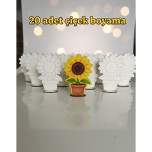 Empressco Ahşap Ayçiçeği Temalı 20'li Çiçek Oyuncak Aktivite Seti, Yaz Okulu ve Kreş Etkinliği Için