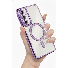 Kip GSM Samsung Galaxy A56 Uyumlu Kılıf Simli Magsafe Şarj Destekli Kamera Lens Korumalı Parıltılı Şık Kapak