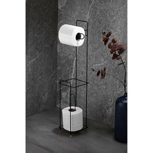 Haus Ayaklı Wc Kağıtlı Yedek Kağıt Hazneli Tuvalet Kağıtlığı Siyah