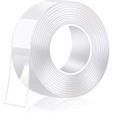 5 Metre Su Sızdırmaz Çift Taraflı Şeffaf Bant LTS-BND07 (Uzunluk 5m, GENIŞLIK:30MM, Kalınlık:1mm) Ekstra Güçlü Yıkanabilir Ince Nano Bant, Halı, Ev, Mutfak, Banyo, Araba Veya Ofis