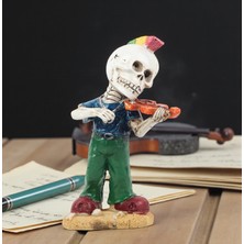 Elifeshop Gotik Tasarım Kurukafa Kemancı Müzisyen Heykel Masaüstü Biblo 19 Cm. – Yeni Yıl Ofis Ev Hediyesi