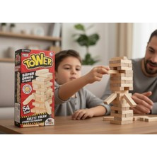 Empressco Ahşap Jenga Denge Oyunu, Büyük Boy, 54 Parça, Eğlenceli ve Şık Tasarım