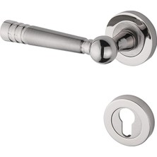 Nikel Saten Rozetli Çelik Kapı Kolu Sol El Ile Açılır Tek Yön 1 Adet