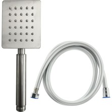 304 Paslanmaz Çelik Kare Duş Başlığı ve Gri Pvc Duş Hortumu Duş Seti