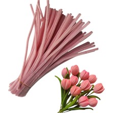 Hobialem 50 Adet Pastel Pembe Şönil, Çiçek Yapımına Uygun Tüylü Tel, 30 cm 6mm