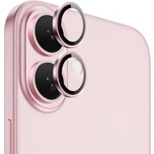 Ennar Apple iPhone 16 Plus Gerçek Cam Safir Lens Koruma Pembe