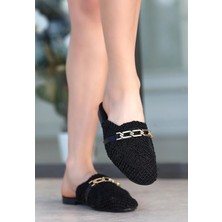 Etiler Collection Emert Siyah Örgülü Terlik