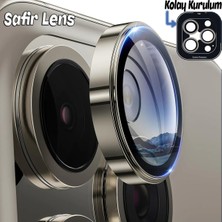 Ennar Apple iPhone 15 Pro Max Gerçek Cam Safir Lens Koruma Titanyum