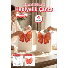 Tuğset Etiket Burgu Saplı Karton Kurdeleli Çanta 4 Adet Hediye Paketi Çanta Poşet (Kırmızı)Doğum Günü, Düğün, Bebek PARTISI-T1540
