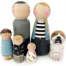 Empressco Çocuklar Için Renkli Ahşap Peg ve Boyama Seti, Fırça Dahil