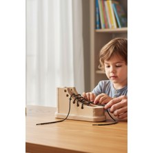 Empressco Kahverengi Ahşap Ayakkabı Bağlama Oyuncağı, Eğlenceli ve Öğretici Hediye