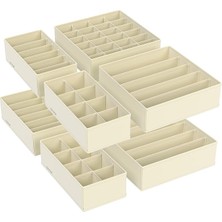 Iç Çamaşırı Düzenleyici 8'li Set, Çekmece Düzenleyici, Katlanabilir, Elbise Dolabı, Saklama Kutusu, Kumaş Kutular, Saklama, Sütyen, Çorap, Kravat Için, Bej RUS008M01