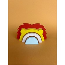 Empressco Ahşap Eğitsel Oyuncak Dört Parça Aslan Kırmızı Renkli Keyifli Öğrenme Seti