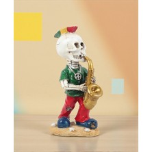 Elifeshop Gotik Tasarım Kurukafa Saksafoncu Müzisyen Heykel Masaüstü Biblo 19 Cm. – Yeni Yıl Ofis Ev Hediyesi