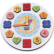 Empressco Ahşap Geometrik Şekilli Saatli Puzzle Oyunu, Eğitici ve Geliştirici Çocuk Oyunu