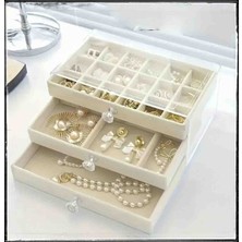 İsdeksan 3 Çekmeceli Süet Takı Kutusu, Mücevher Düzenleyici