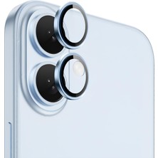 Ennar Apple iPhone 16 Plus Gerçek Cam Safir Lens Koruma Mavi