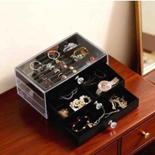 İsdeksan 3 Çekmeceli Süet Takı Kutusu, Mücevher Düzenleyici