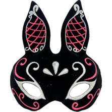 Defne Toprak Siyah Süet Tavşan Maskesi Simli