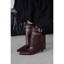 Straswans Katy Kadın Aksesuar Detay Kırışık Deri Bot Bordo