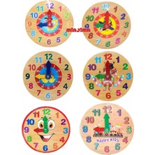 Empressco Renkli Ahşap Eğitici Saat Oyuncağı, Çocuklar Için Öğretici ve Eğlenceli Zaman Geçirici