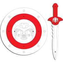 Empressco Ahşap Çift Başlı Kartal Figürlü Kalkanlı Oyun Seti, Renkli ve Eğlenceli