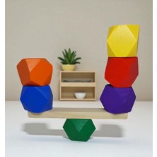 Empressco Renkli Ahşap Denge Blokları 6'lı Set, Montessori ve Waldorf Eğitimi Için