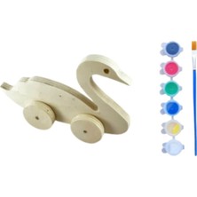 Empressco Ahşap Kuğu Boyama Oyuncağı, Montajlı, Boya ve Fırça ile Eğlenceli Aktivite