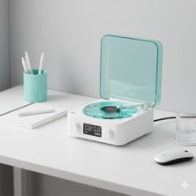 Kılıforyum 3D Nostalji Plak Bluetooth Hoparlör – Retro Pikap Tasarım, Ambiyans Işıklı, Şarjlı & Dijital Saatli