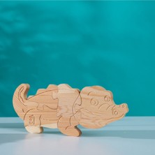 Empressco Doğal Ahşap Puzzle Timsah Hayvanlar Serisi Hobi Boyama, 108 Parça