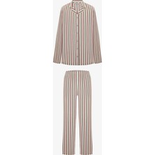 Penti Renkli Çizgili Erkek Çift Kombini Gömlek Pijama Takımı