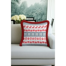 Empressco Çok Renkli Kış Temalı Saçaklı Yastık Kılıfı, Noel ve Püsküllü Tasarım