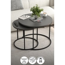 Bofigo 2li Orta Sehpa Zigon Sehpa Yan Sehpa Kahve Sehpası Hilal Antrasit