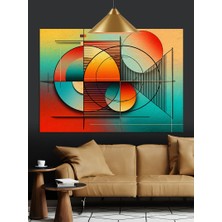 Karizma Tablo Turuncu Yeşil Geometrik Şekiller Dekoratif Kanvas - Mdf Ahşap Tablo