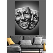 Karizma Tablo Dram Komedi Tiyatro Maskeleri Dekoratif Kanvas - Mdf Ahşap Tablo