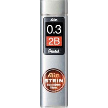 Pentel Ain Stein Kalem Uçları 0.3 mm 2B 15'li Set Gri Renk 60 mm Uzunluk