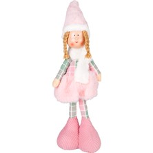 Herdekora Yılbaşı Süsü, Ayakta Peri Figürü, Pembe-Gri - 17X44 cm