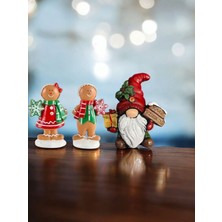 Empressco Yeni Yıl 3'lü Set: Şanslı Cüce, Kurabiye Adam ve Noel Baba Biblo Kırmızı