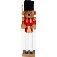 Herdekora Yılbaşı Süsü, Ahşap Köpek, Kahverengi-Kırmızı - 9X36 cm