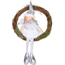 Herdekora Yılbaşı Süsü, Kapı Çelengi, Gümüş - Peri Figürü, 30X52 cm