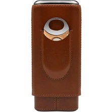 Cohiba Lubinski Deri 3'lü Puro Kılıfı Kesicili Kahve(60 Ring)